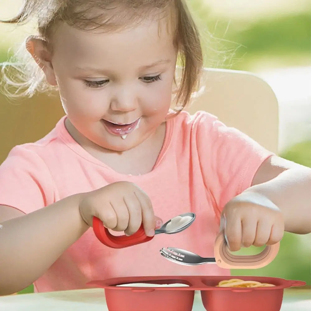 Baby Utensils Spoon Fork with Travel Case, Toddler Utensils for Self  Feeding Bendable Handle Silverware for Kids Children (4 Set