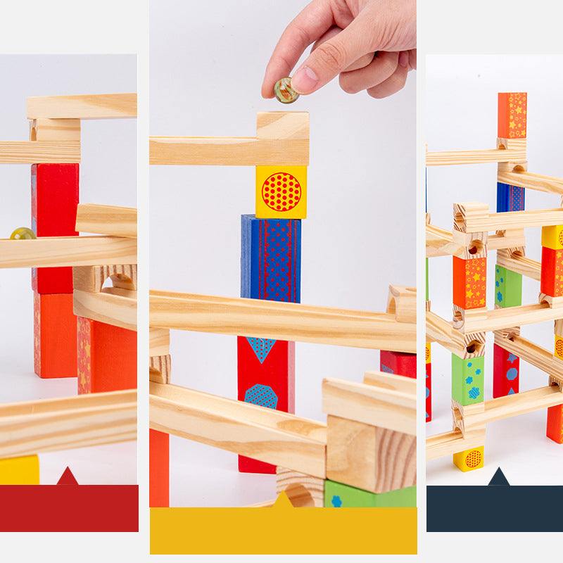 Creative Wooden Marble Run Track DIY Jouets empilables pour les enfants