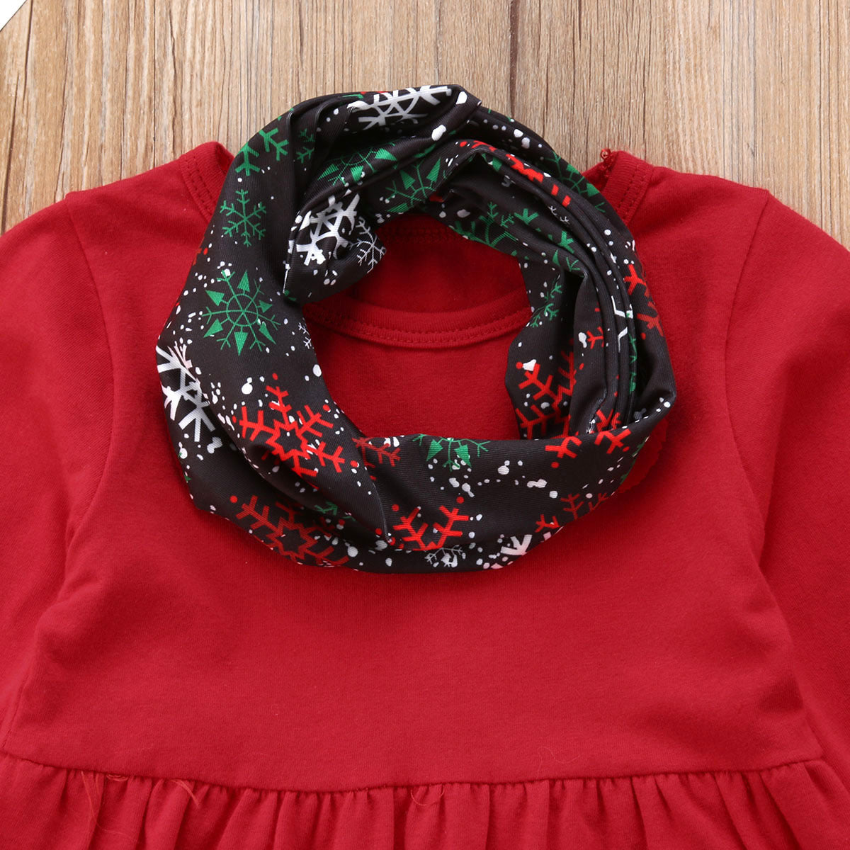 Girls Snowman Applique Tunic & Snowflake Print Leggings & Scarf