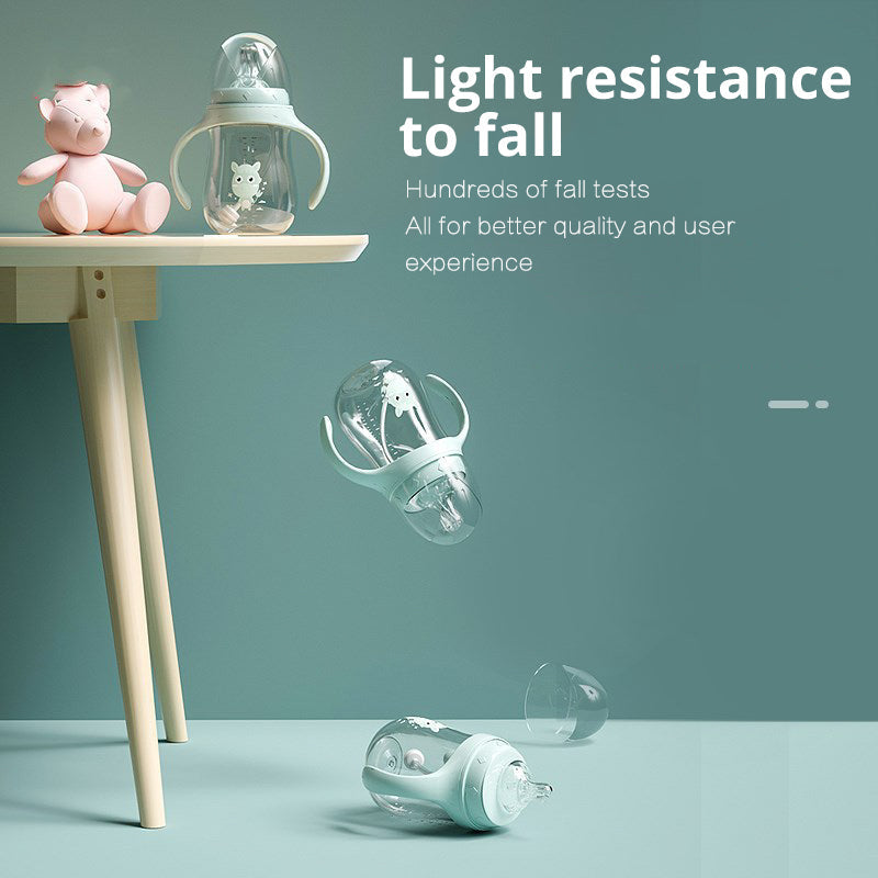 Anti-Spill Baby Bottle Green Pink Baby Milk Bottle Drinking Cup Toddlers Sippy Cup Toddlers Water Drinking Bottle Anti-colic BPA Free Anti-Flatulence Bottle Sipper Cup - thetoddly