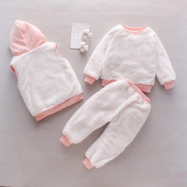 3-piece Warm Fleece Outfits For Kids with HoodieThe Toddly