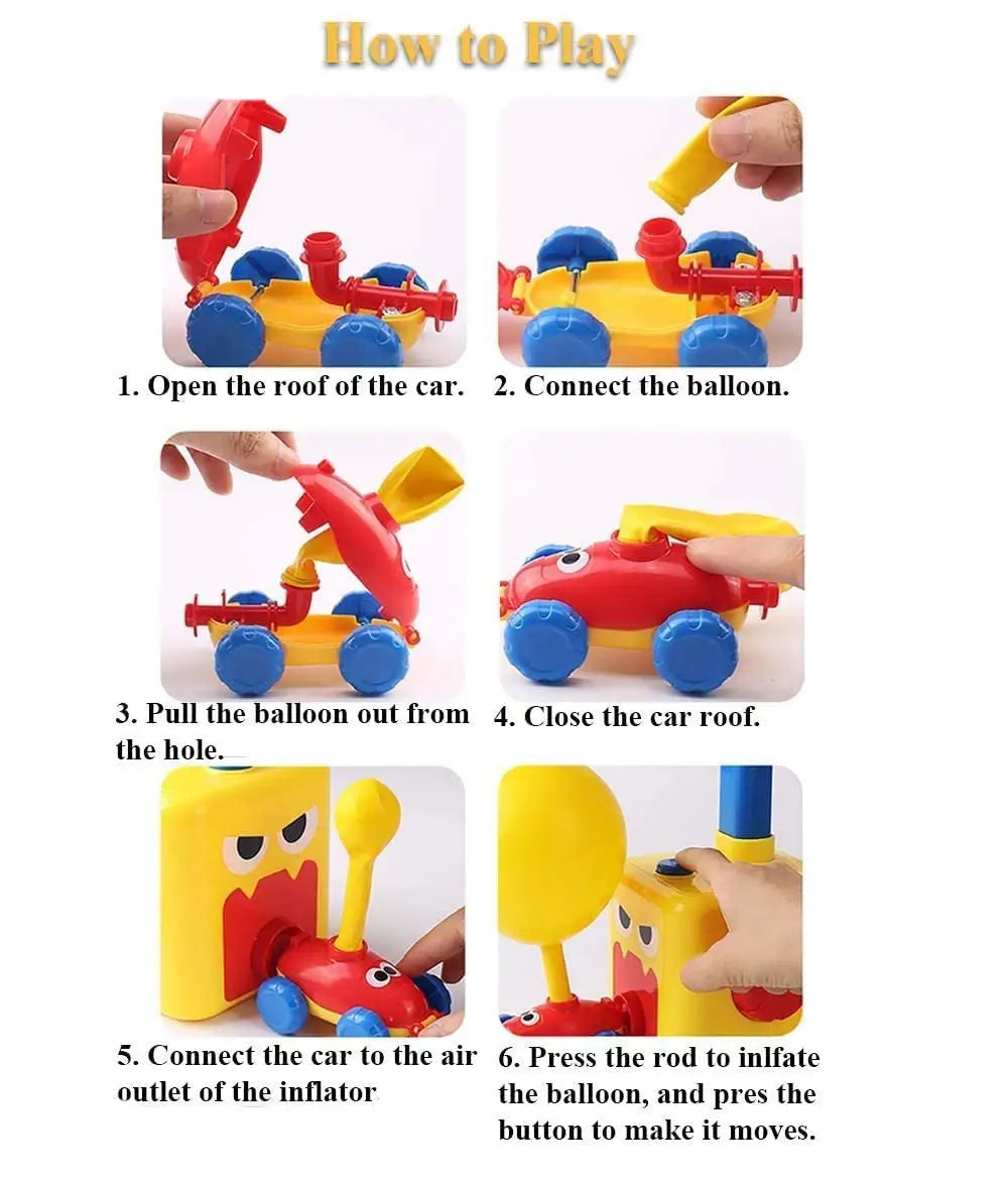 Aero Balloon Car with Balloon Inflator Balloon Powered Launch Car Fun Balloon Toy TheToddly
