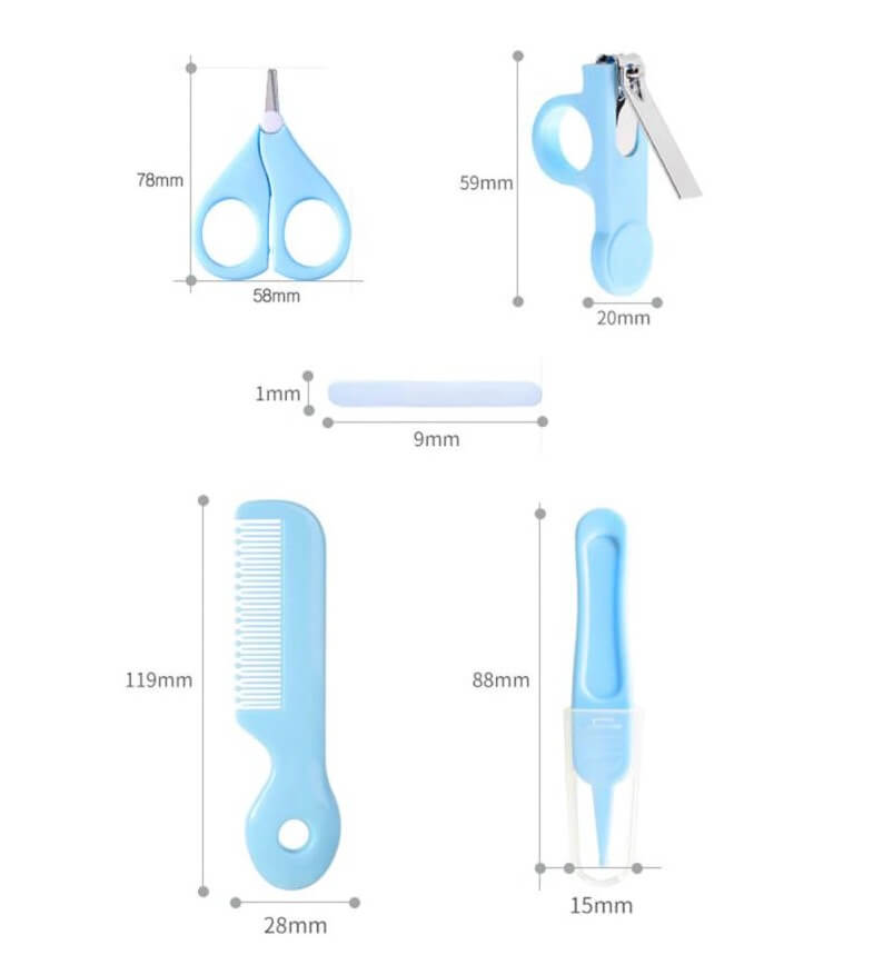 Baby Grooming Kit and Manicure Set for Newborns Baby Care Baby Nail Clipper with Scissors Nail Filer Nose Picker Tweezer Hair Comb Blue Set TheToddly