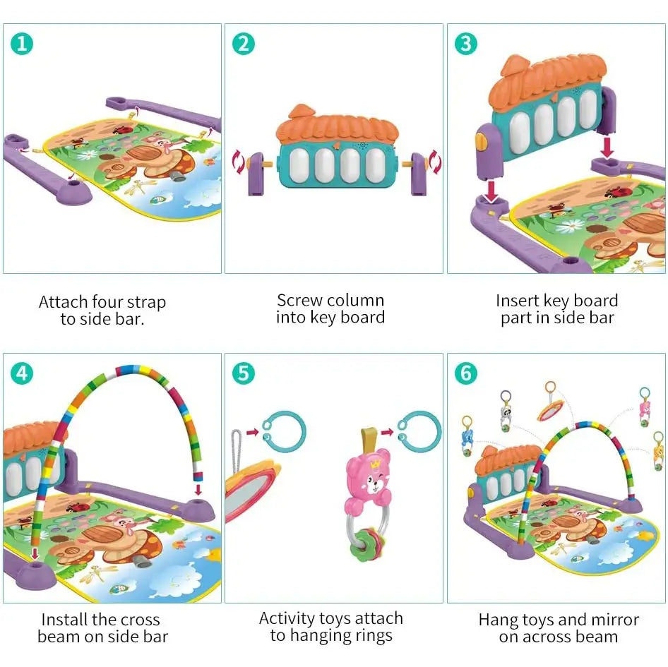 Bijou Baby Gym Activity Playmat Musical Tummy Time Mat Baby Toys Newborn 0 36 months Baby Play Mat Tummy Time Activity Gym Mat with Piano TheToddly