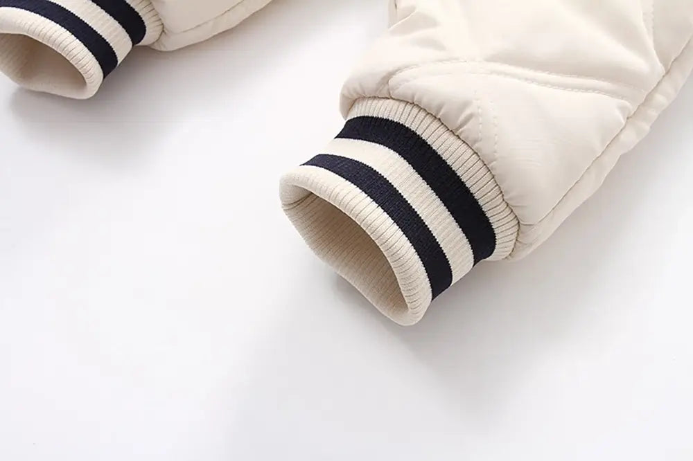 Clouder Fleece Baby Jumpsuit White Warm Winter Overall for Baby Girls Baby Snowsuit Baby Outerwear TheToddly