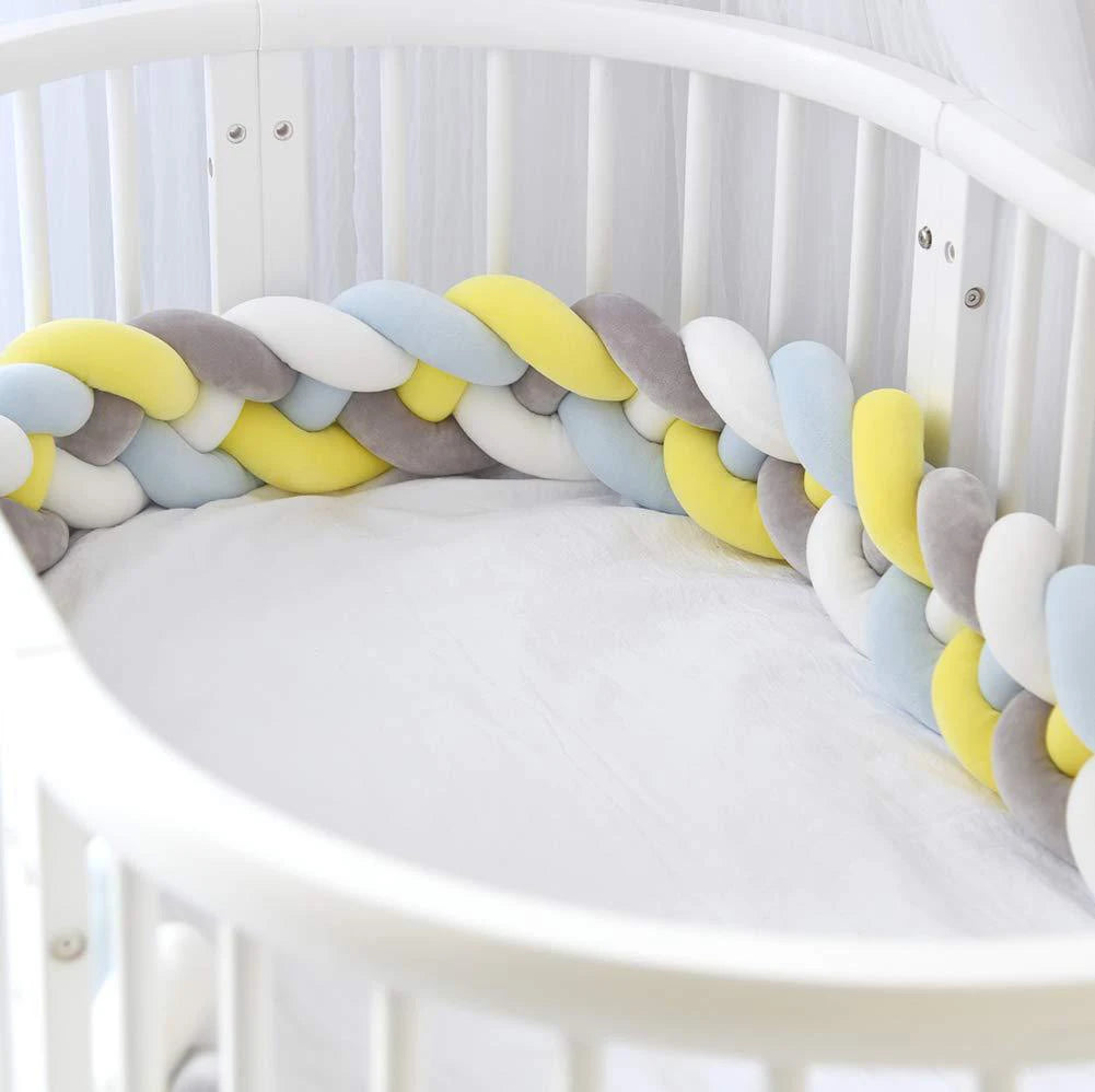 Plaited Baby Crib Bumper Braided Baby Cot Protector Cushion TheToddly