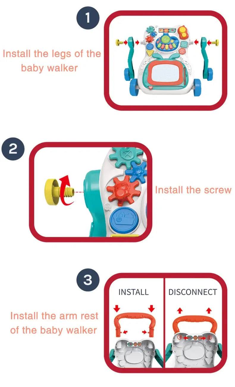 Goodwin Sit to Stand Musical Baby Walker Childrens Walker Toy Toddlers Trolley Anti Rollover Learning Walker Toys TheToddly