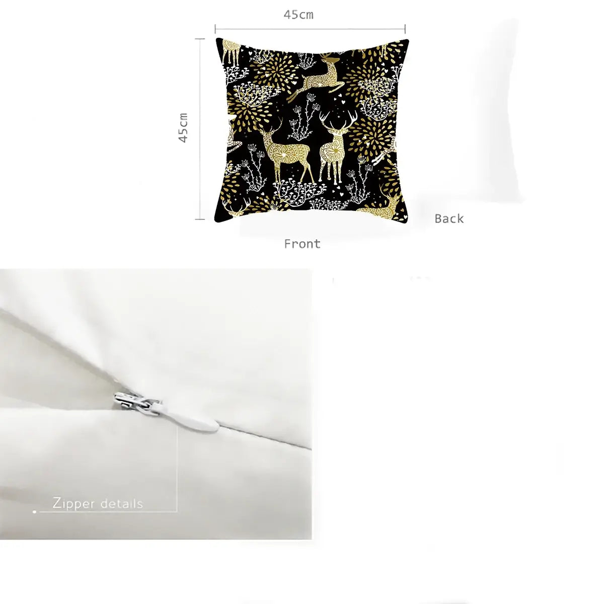 Zipper details of pillowcase Christmas Decor
