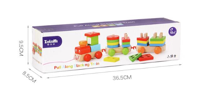 Peuters treinwagon geometrische blokken stapelen trein houten speelgoed voor kinderen