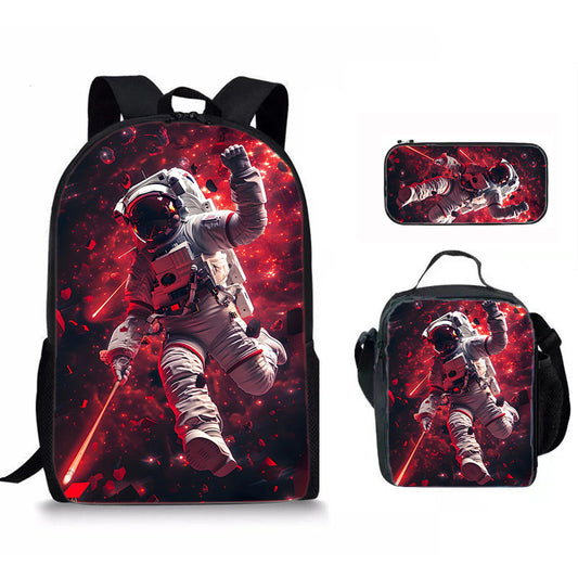 Astro Kids Backpack with Insulated Lunch Bag 3p School bag for Boys Backpack Red TheToddly