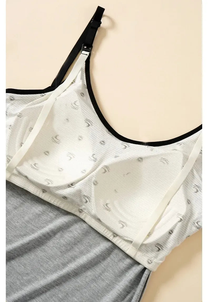Detachable Maternity Tank Top with Built-in Bra