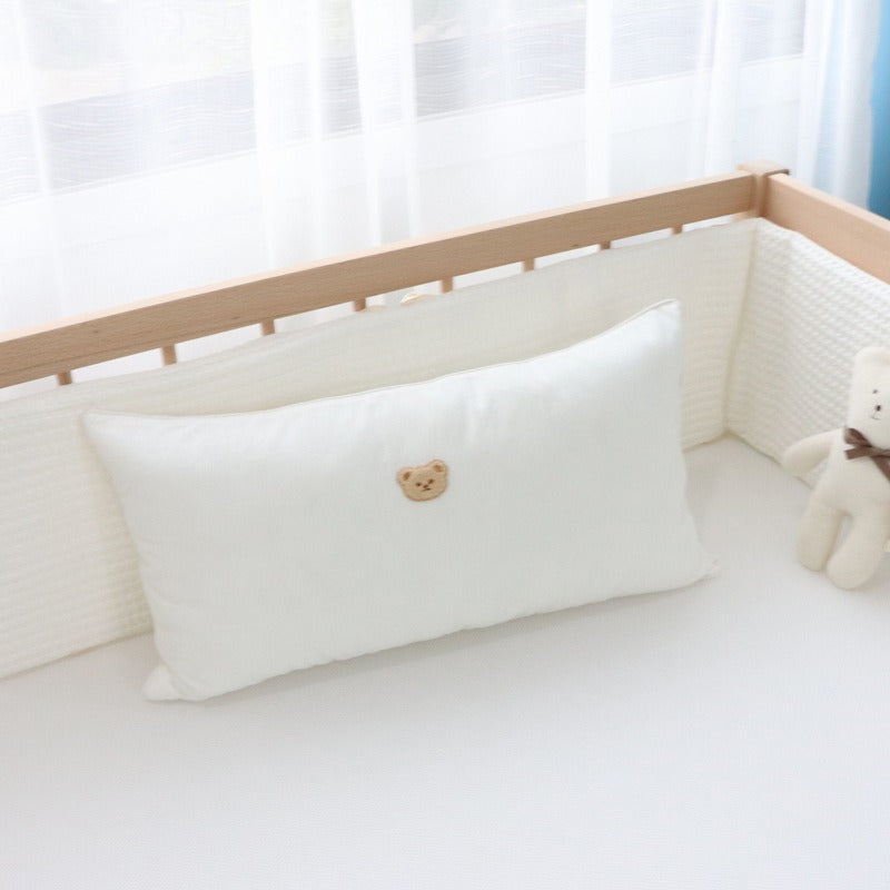 Soft Cotton Rectangular Baby Pillow Rectangular White