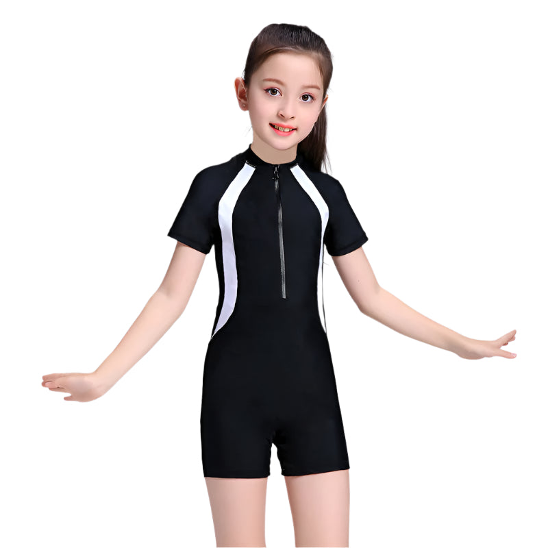 Sporty Girls One-piece Swimsuit with Skirt