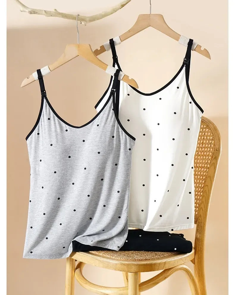 Detachable Maternity Tank Top with Built-in Bra