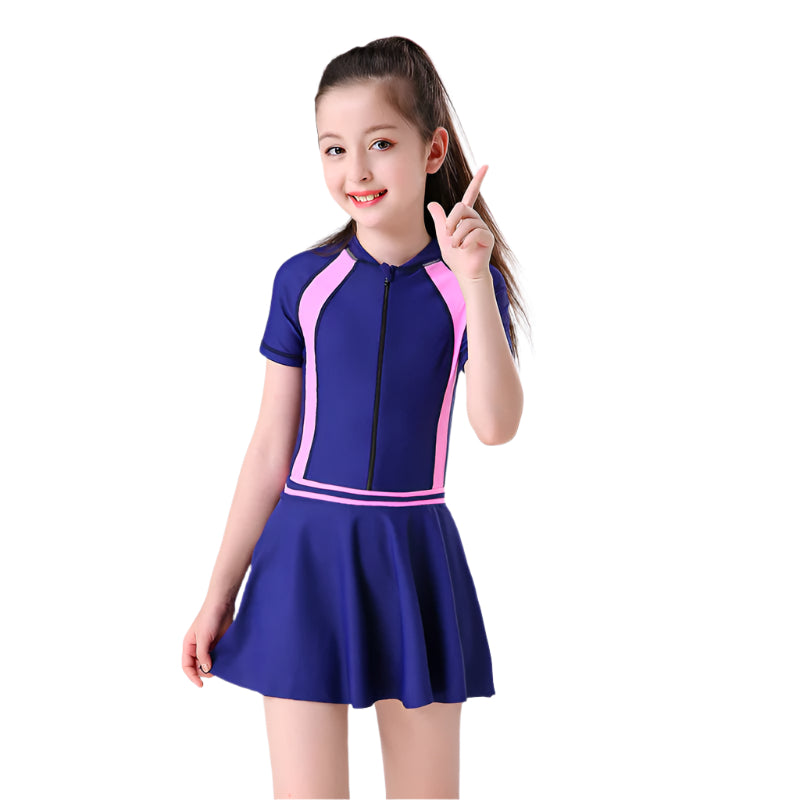 Sporty Girls Swimsuit with Skirt  Swimwear for Girls 6-14Y