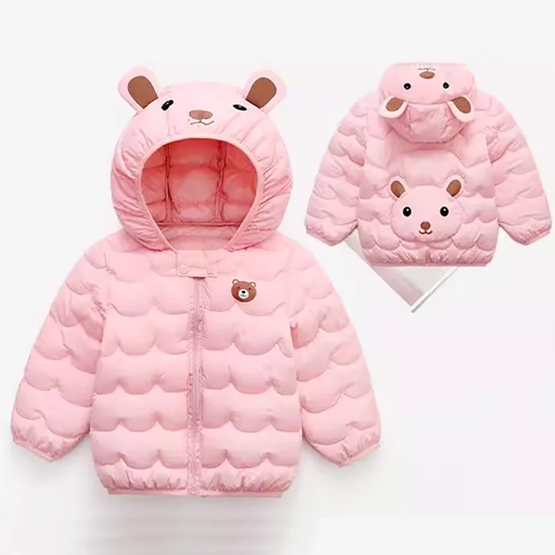 Bear Hood Quilted Down Cotton Jacket for Kids