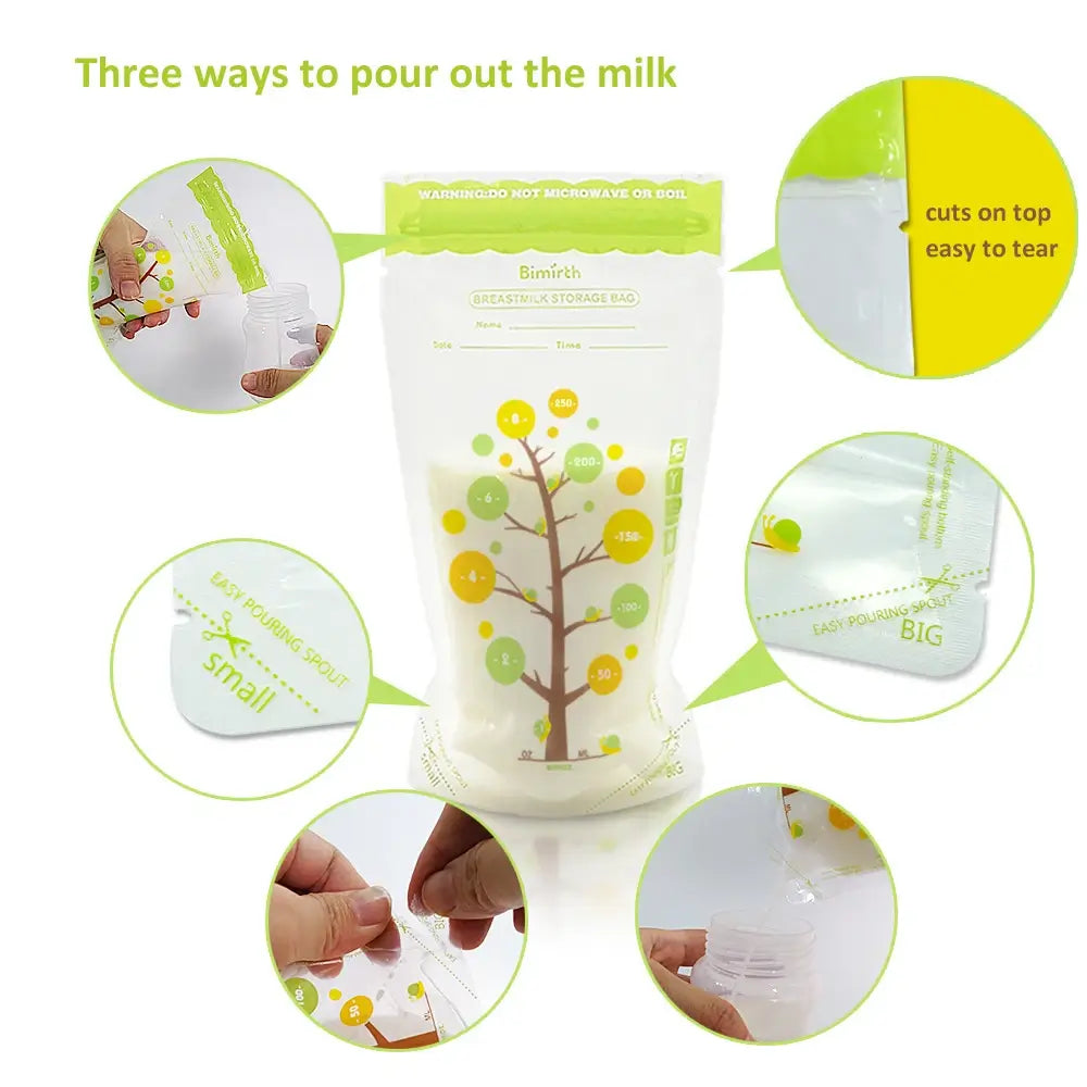 Bimirth Breast Milk Storage Bags BPA Free Breatmilk Bag 112pc 8oz 200ml Leakproof Breastmilk Bags Brostmjolkpasar sacs pour lait maternel Muttermilchbeutel moedermelk zakjes TheToddly