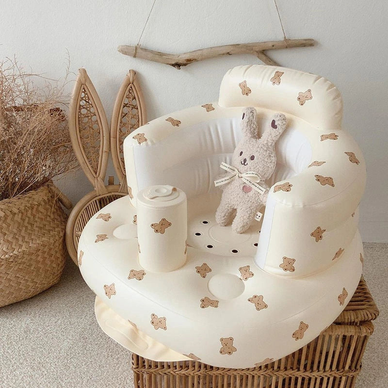 ComfyBub Inflatable Sit Up Seat White Bear Pattern TheToddly.com