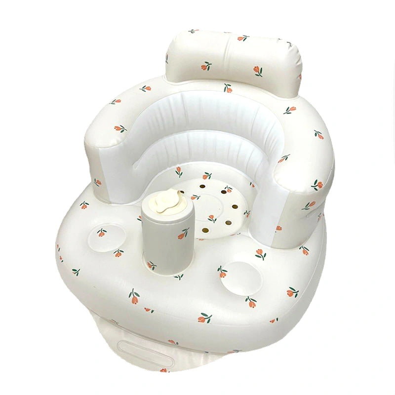 ComfyBub Inflatable Sit Up Seat White Tulips Pattern TheToddly