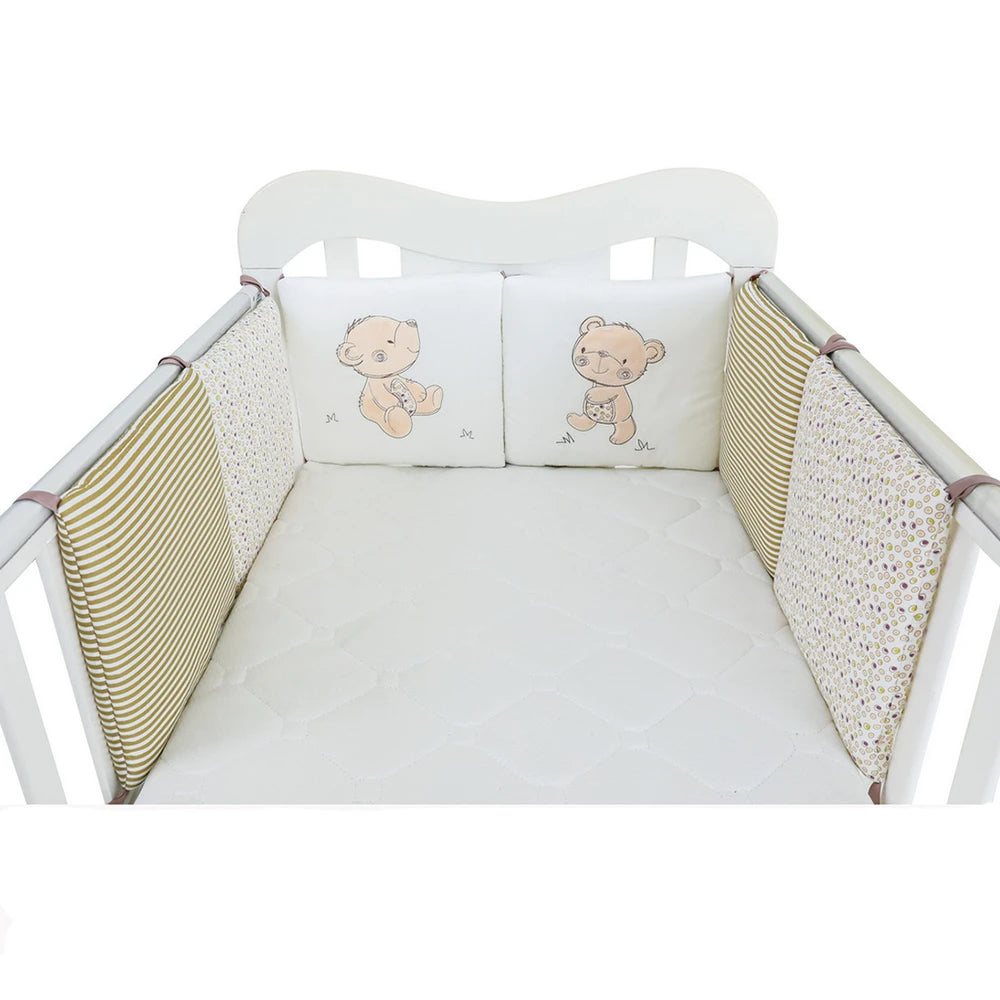 DEKO Baby Bed Bumper Padded Baby Cot Safety Cushions Set Brown Bear TheToddly.com