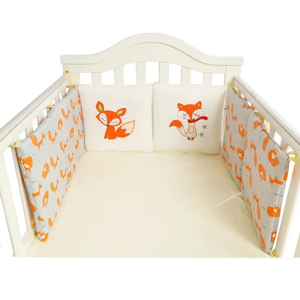 DEKO Baby Bed Bumper Padded Cot Protection Cushions Orange Fox TheToddly.com