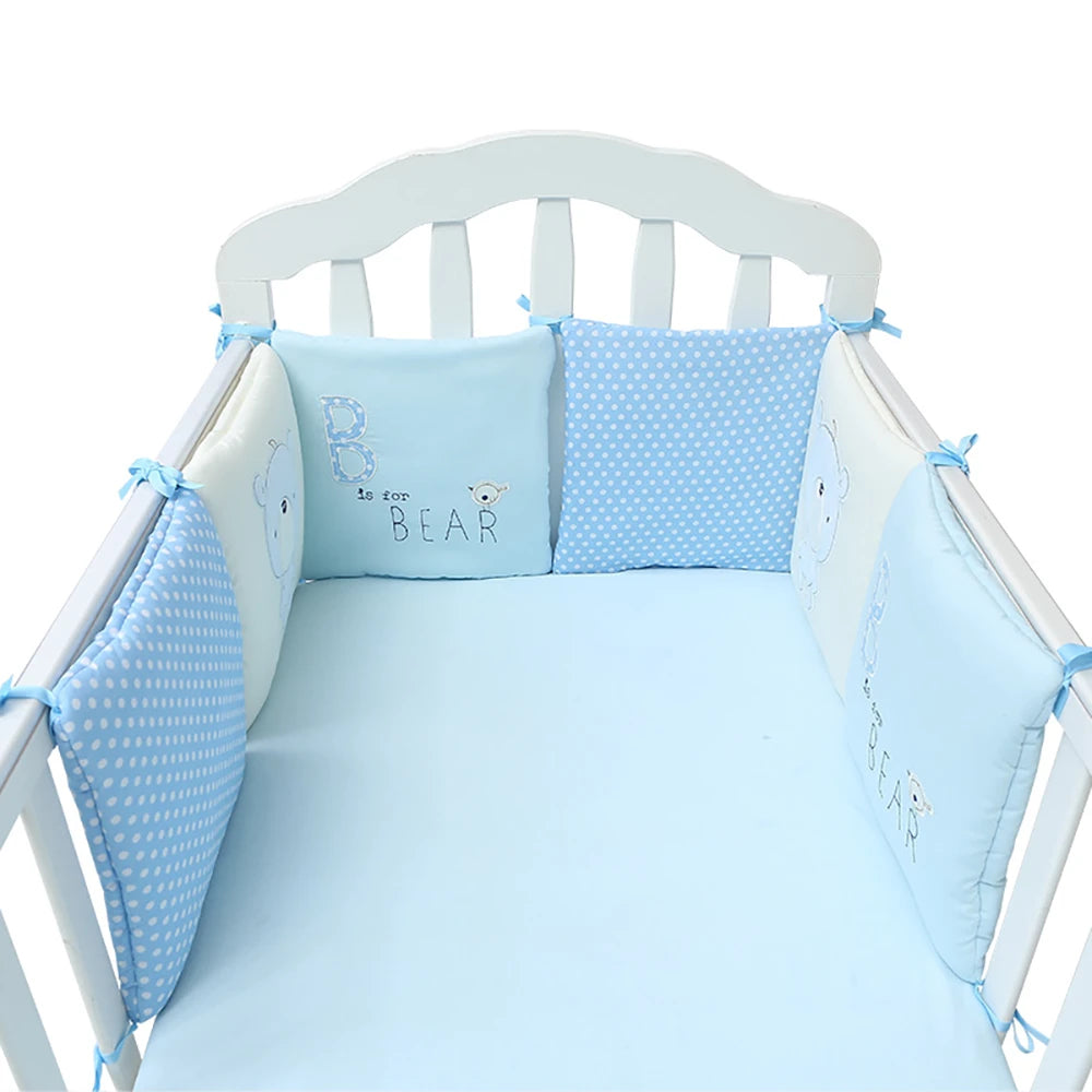 DEKO Baby Bed Bumper Padded Crib Rail Safety Cushions Set Blue Bear TheToddly.com