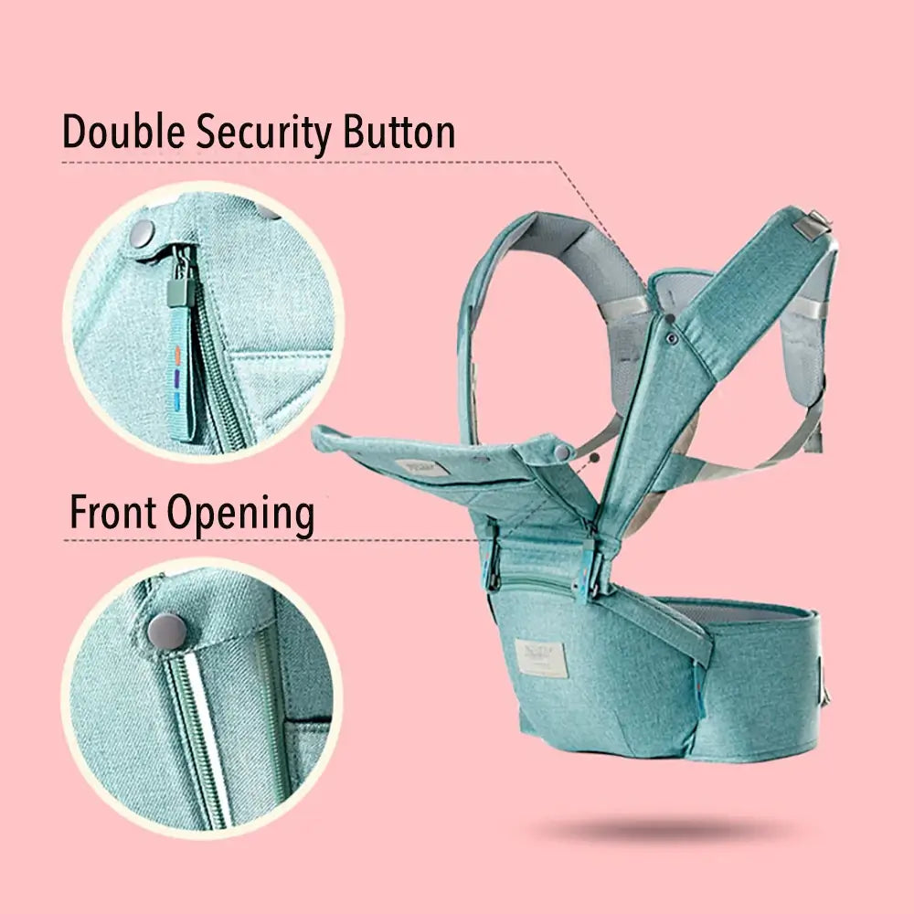 Ergonomic Front Back Baby Carrier with Hip Seat Backpack Baby Carrier for Newborns Green Blue Pink Gray TheToddly