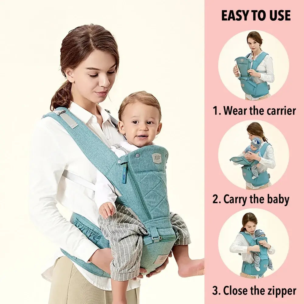 Ergonomic Front Back Baby Carrier with Hip Seat Backpack Baby Carrier for Newborns Green Blue Pink Gray TheToddly