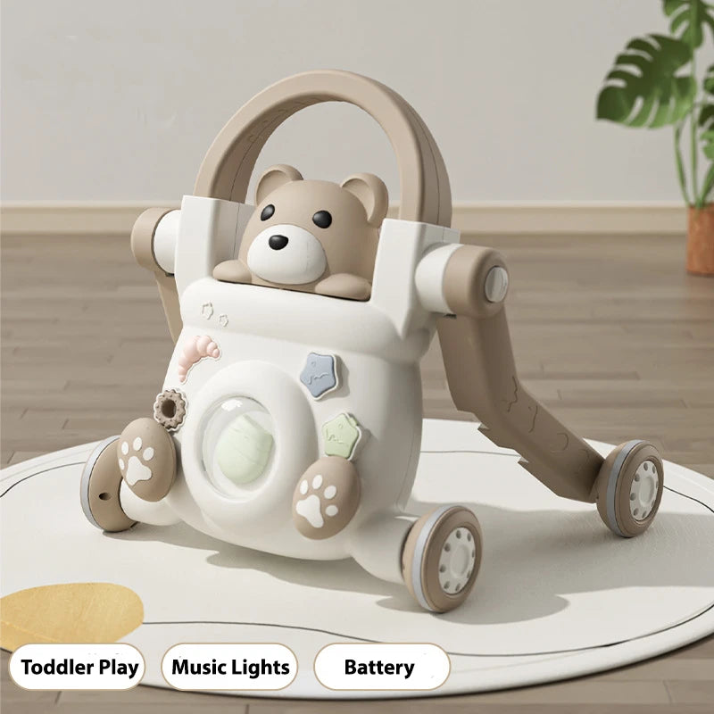 GoTeddy Baby Walker Interactive Toy Learn-to-Walk Trolley Brown Thetoddly.com