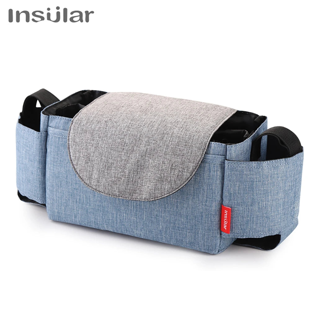 Insular Stroller Organizer Bag Blue - Diaper and Baby Bottle Storage Bag