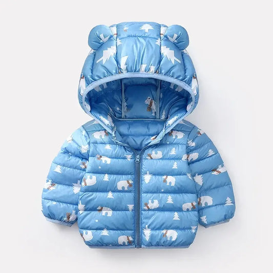 Puffer Hoodie Jacket for Kids Winter Jackets for Toddlers 1 to 8 years olds Blue Bear TheToddly