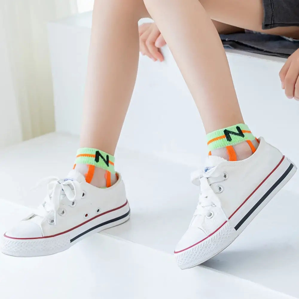 Rainbow Girls Striped Socks Thin Summer Socks for Girls Cute Girls Socks Breathable Socks for Kids Toddlers Flickor Randiga Strumpor Gestreifte Socken Gestreepte Sokken chaussettes rayées filles TheToddly