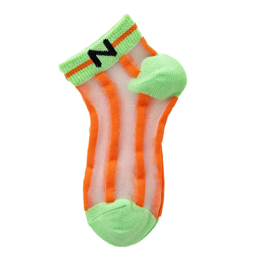 Rainbow Girls Striped Socks Orange Green Thin Summer Socks for Girls Cute Girls Socks Breathable Socks for Kids Toddlers Flickor Randiga Strumpor Gestreifte Socken Gestreepte Sokken chaussettes rayées filles TheToddly