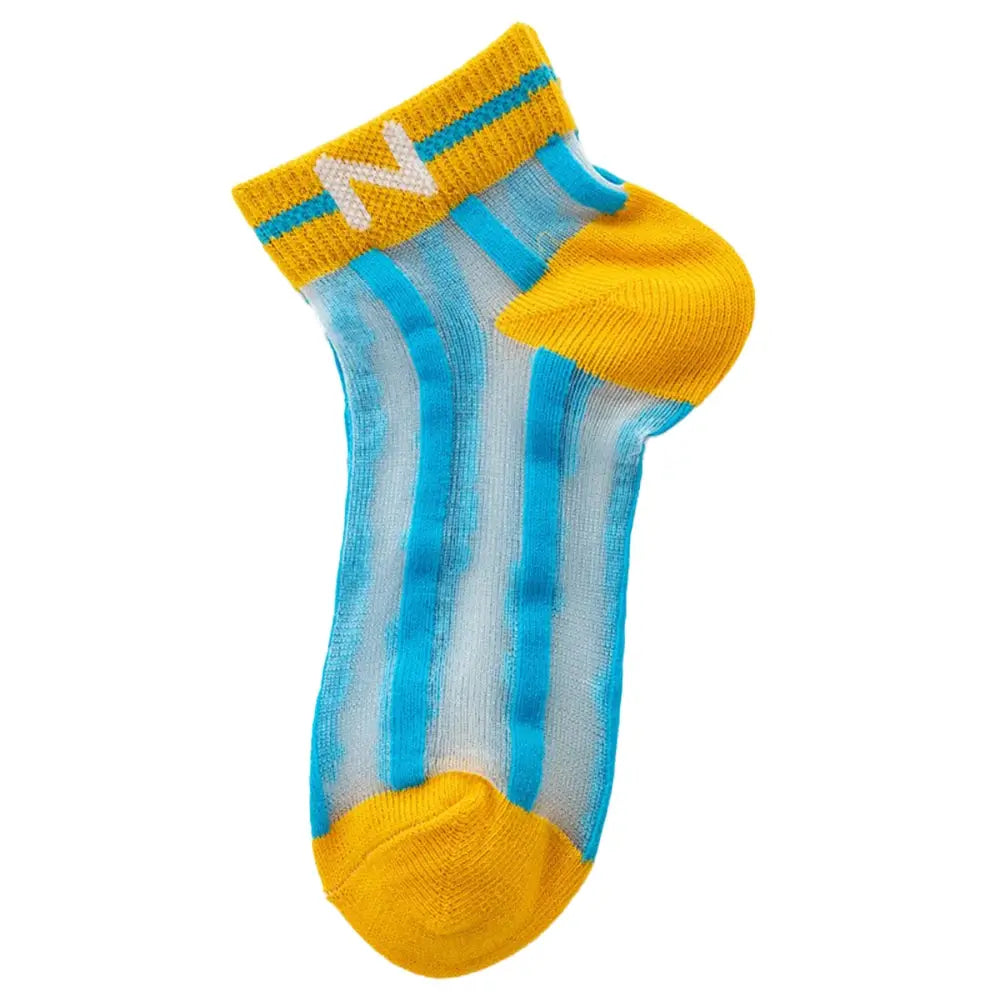 Rainbow Girls Striped Socks Blue Yellow Thin Summer Socks for Girls Cute Girls Socks Breathable Socks for Kids Toddlers Flickor Randiga Strumpor Gestreifte Socken Gestreepte Sokken chaussettes rayées filles TheToddly