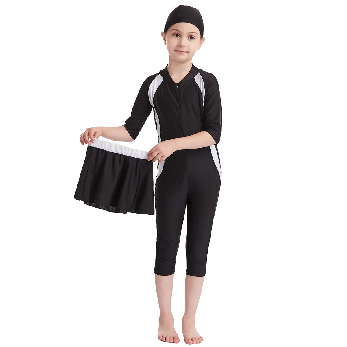 Full Body Swimsuit for Girls - Modest Swimwear with Swim Cap