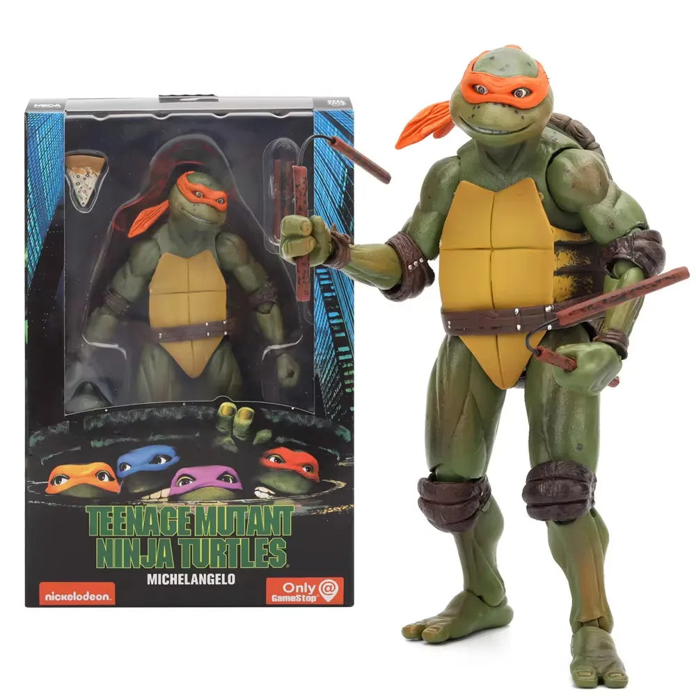 TMNT 7" Ninja Turtle Michelangelo Action Figure Movable Model Kids Toy Figures TheToddly