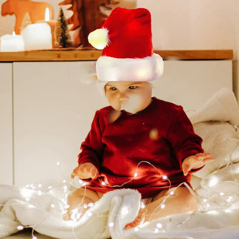 Twinkling LED Light-up Christmas Hat Children Adult Santa Hat TheToddly