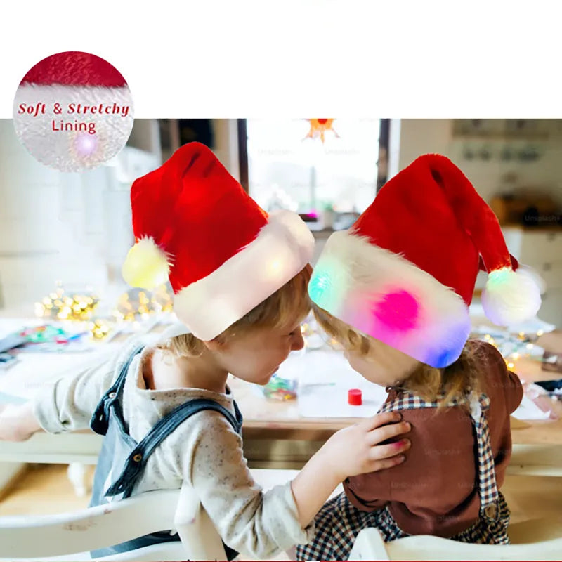 Twinkling LED Light-up Christmas Hat Children Adult Santa Hat TheToddly