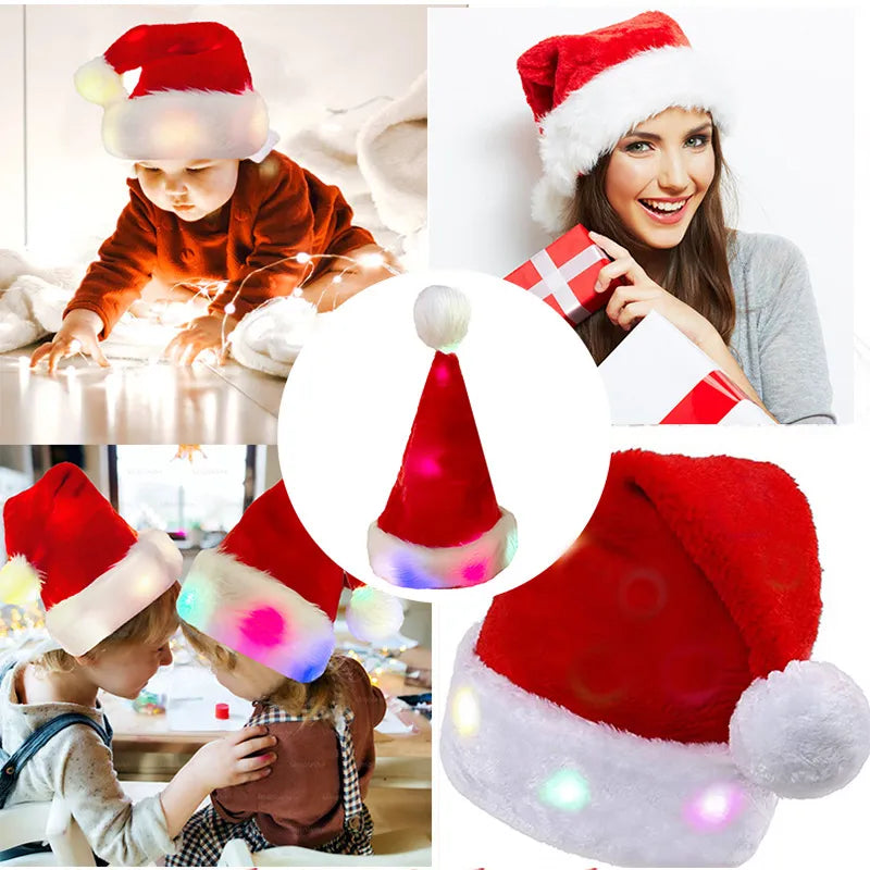 Twinkling LED Light-up Christmas Hat Children Adult Santa Hat TheToddly