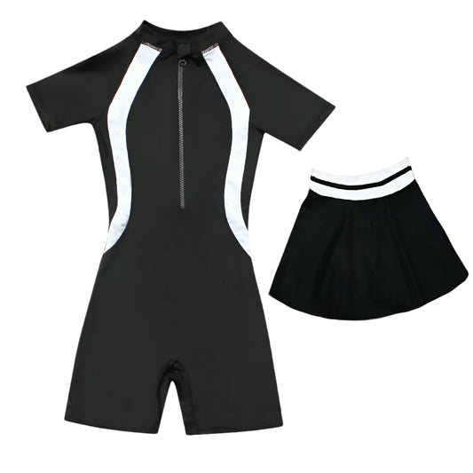 Sporty Girls One-piece Swimsuit with Skirt Girls Swimwear for 6-14Y