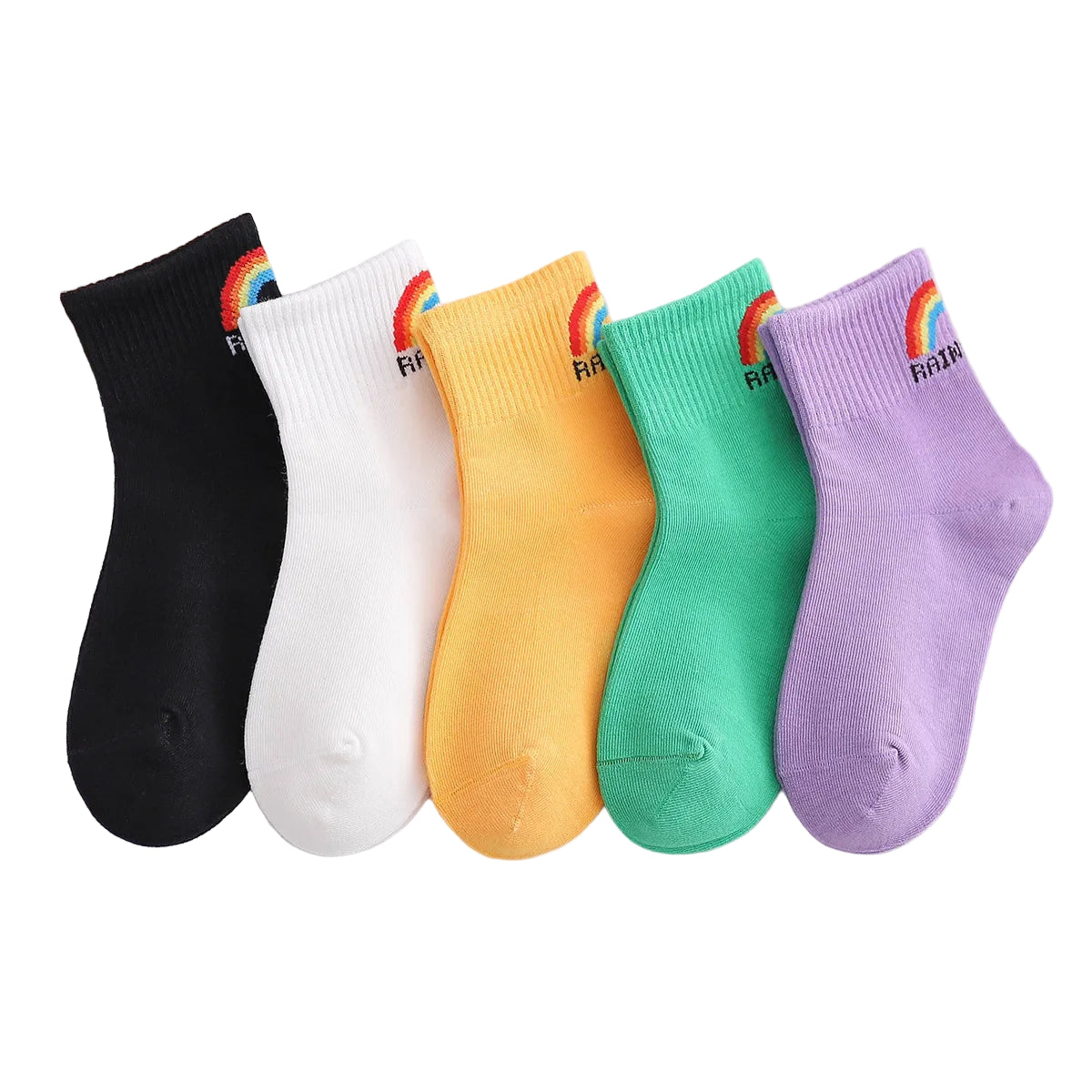 Five colorful socks with rainbow designs 5-pack Girls Socks - The Toddly