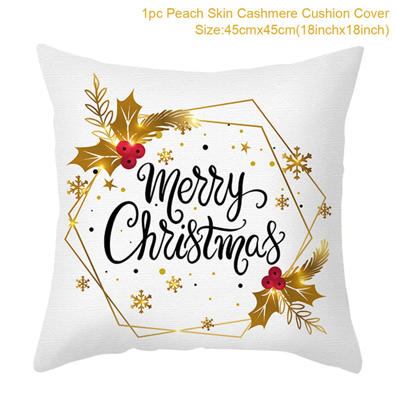 Merry Christmas White Cushion Cover