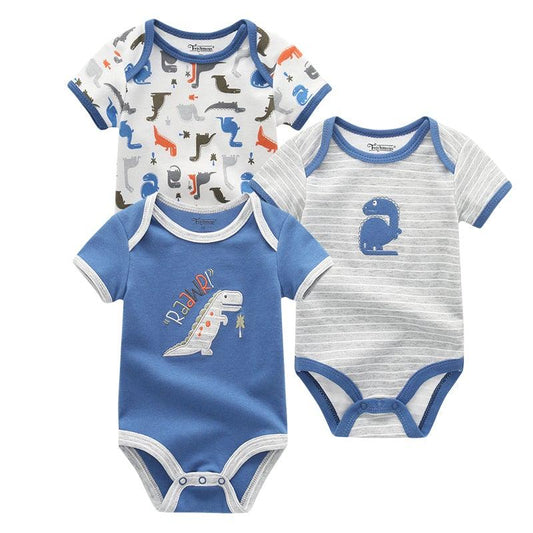 3pc Dino Blue Bodysuit Baby Romper Bodysuit - TheToddly