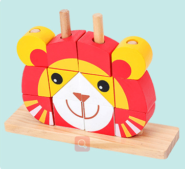 Animal Wooden Building Blocks Wooden Blocks Puzzle Toy - The Toddly