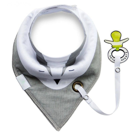 Pippy Gray Dribble Bib with Pacifier Strap Absorbent Baby Bibs - TheToddly