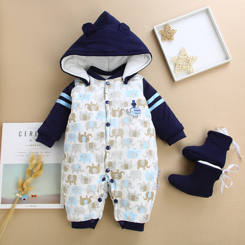 Hooded Baby Warm Jumpsuits for Kids Winter Outfits