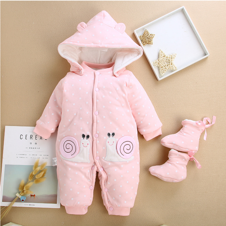 Hooded Baby Warm Jumpsuits for Kids Winter Outfits