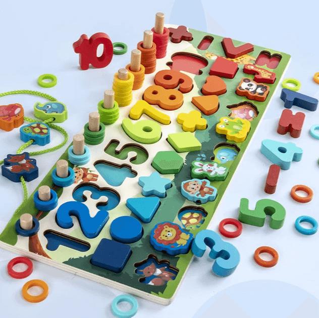 Wooden Clock Puzzles Time Learning Early Education Math Set Kid Jigsaw Play  Toy