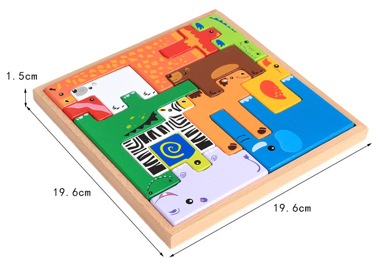 Ensemble de puzzle de blocs de construction d'animaux en bois créatifs pour enfants