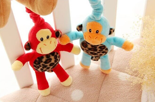 Plush Monkey Spiral Rattle Toy for Baby Cribs and Strollers